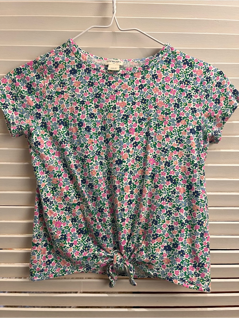 Crewcuts Pink, Green and Blue Floral Tie-Front Tee